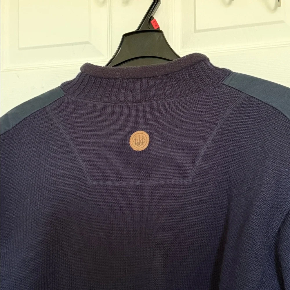 BERETTA Men’s Navy Wool JacketNWOT Sherpa LinenFull Zip Sweater Coat Large - Picture 16 of 17